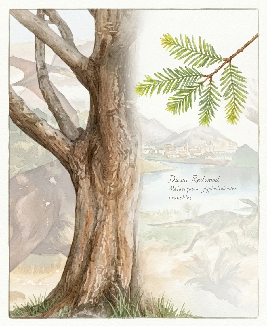 Metasequoia glyptostroboides (Dawn Redwood) and branchlet.